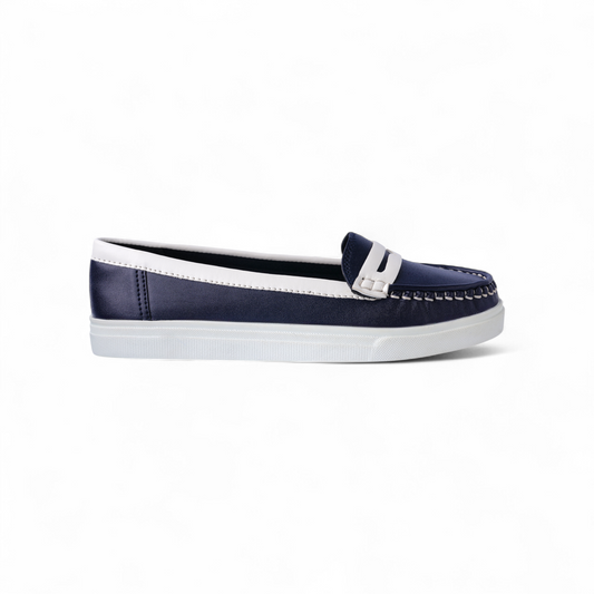Navy Blue Loafer with White Accent