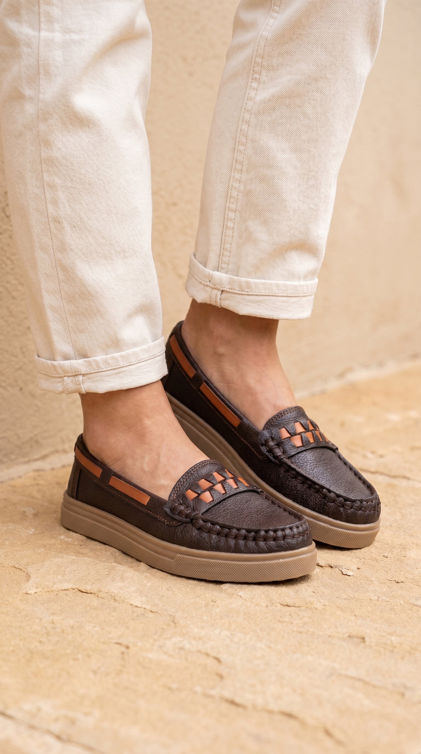 Women's Dark Coffee Accent Loafer | Caramel Sole