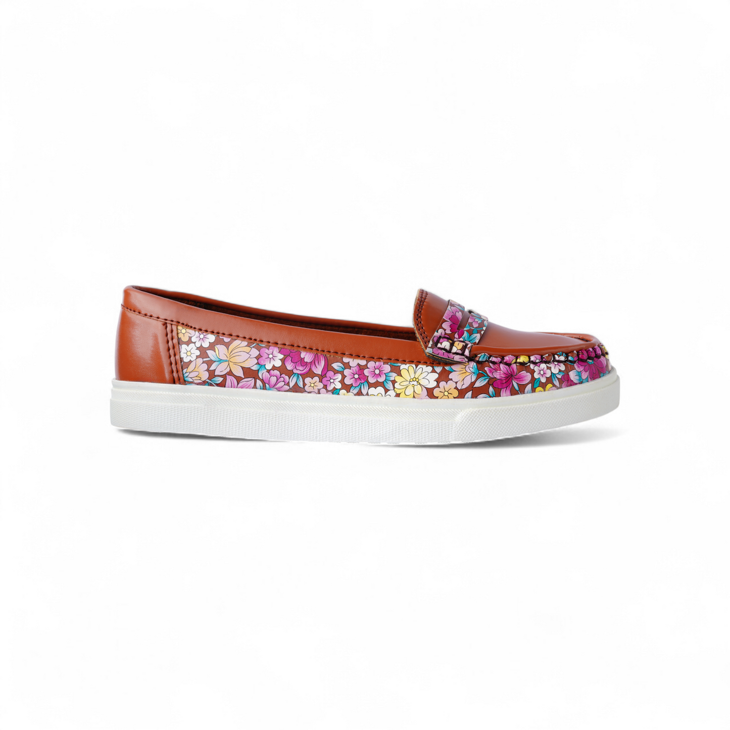 Brown Floral Slip-Ons