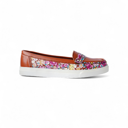 Brown Floral Slip-Ons