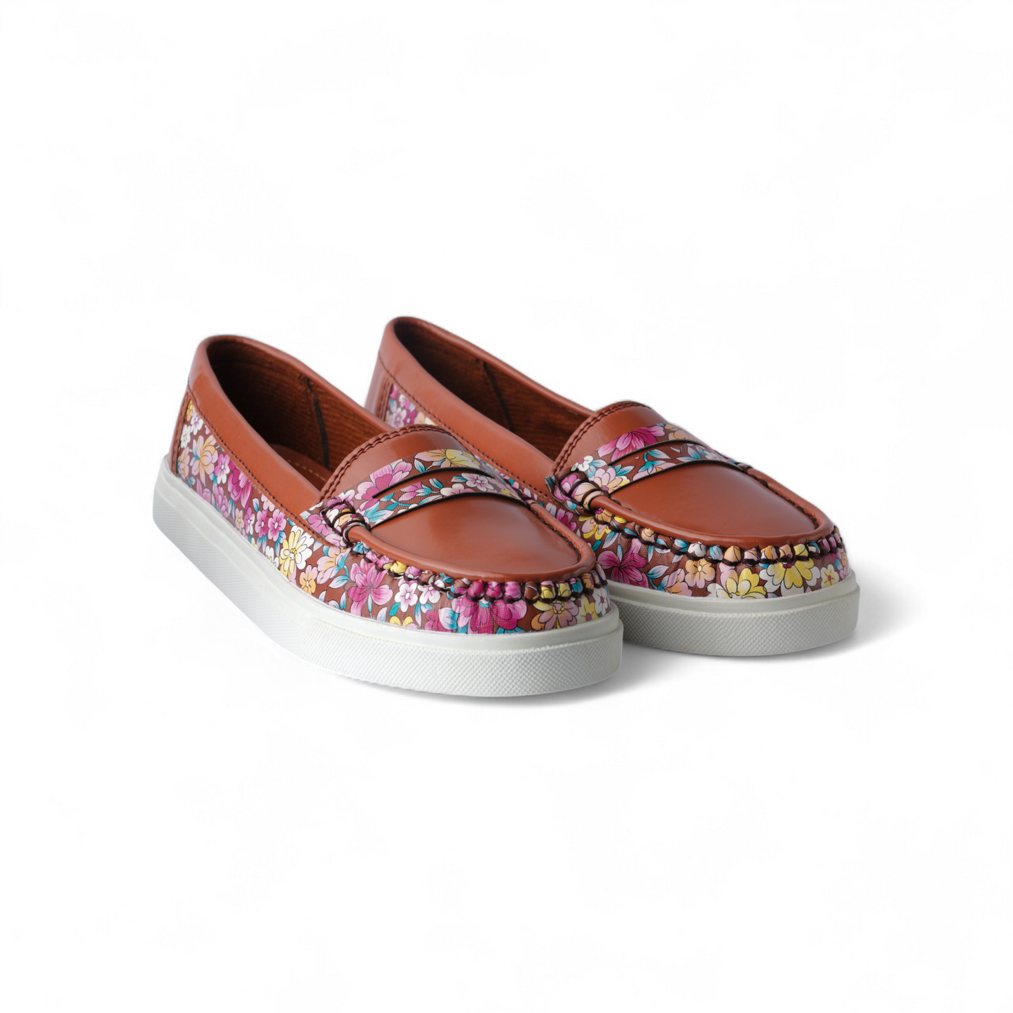 Brown Floral Slip-Ons