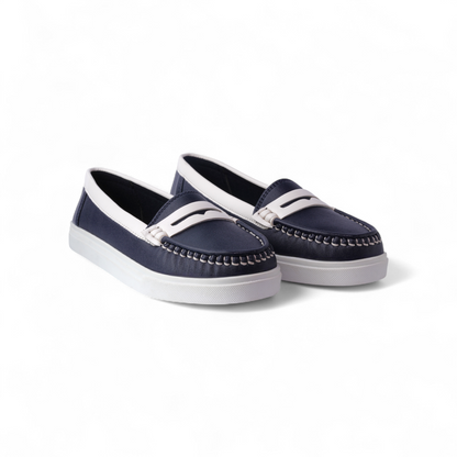 Navy Blue Loafer with White Accent
