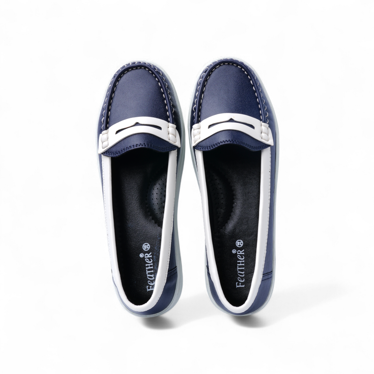Navy Blue Loafer with White Accent