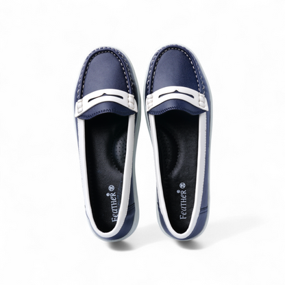 Navy Blue Loafer with White Accent