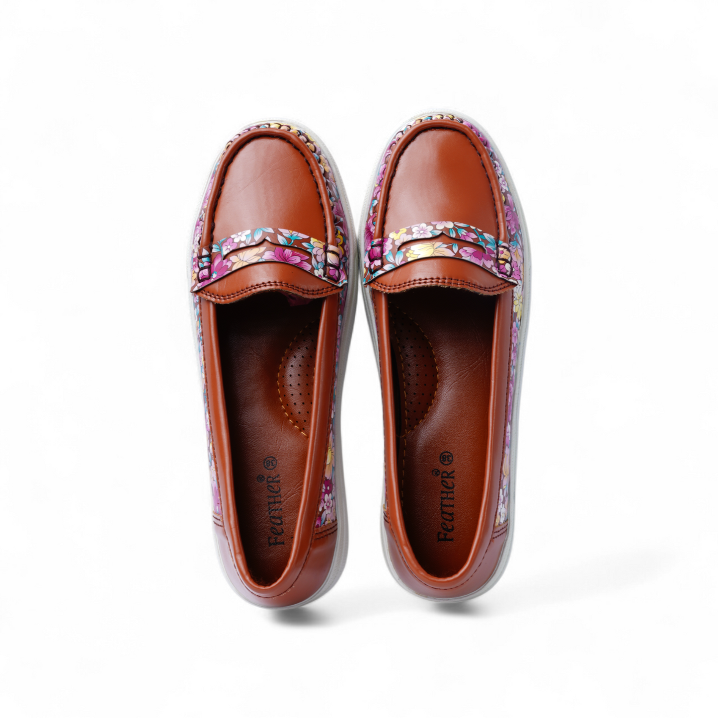 Brown Floral Slip-Ons