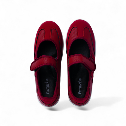 Red one strap flats