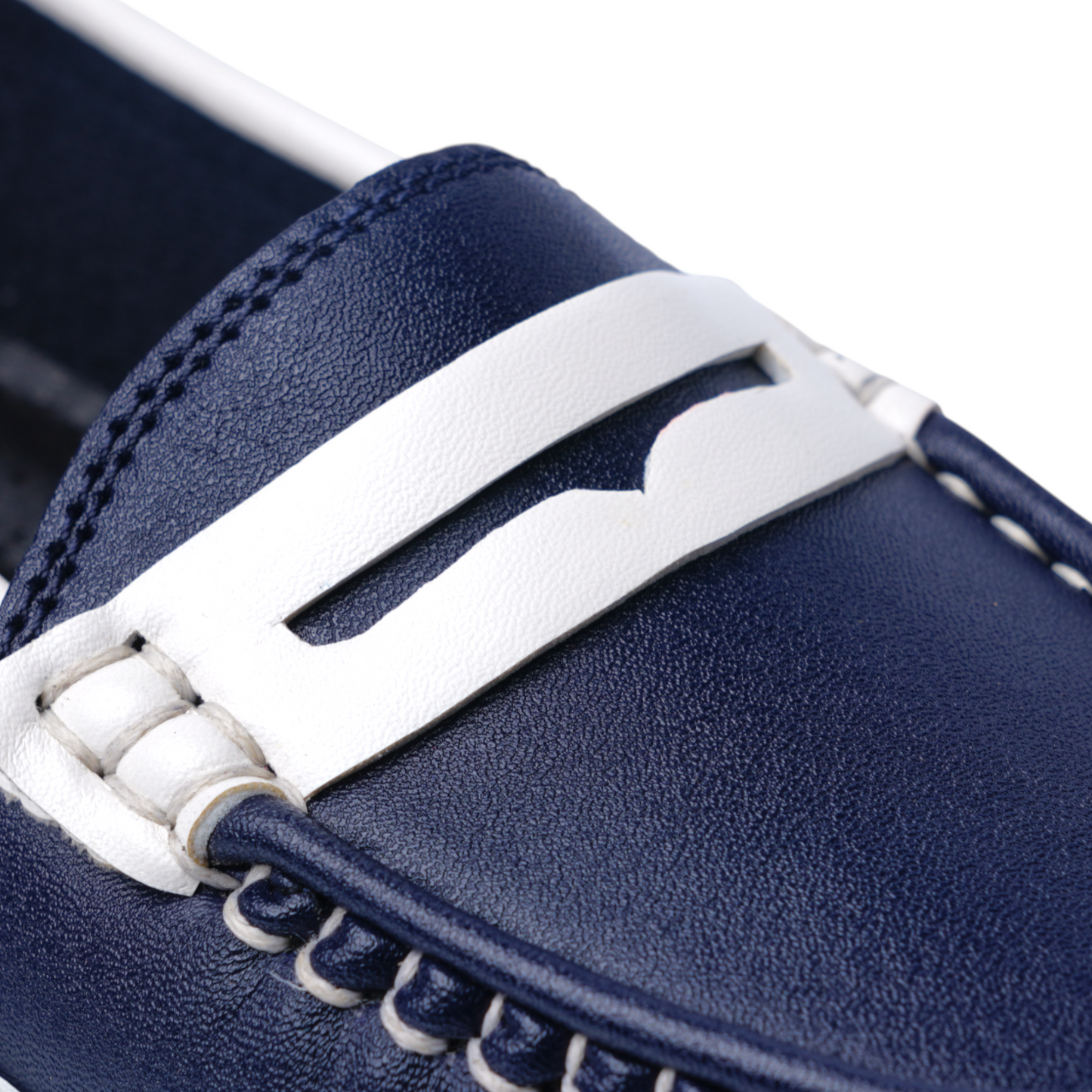 Navy Blue Loafer with White Accent