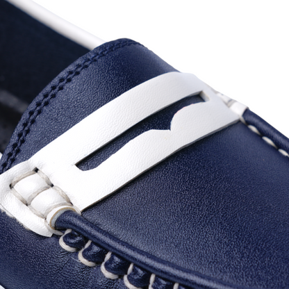 Navy Blue Loafer with White Accent