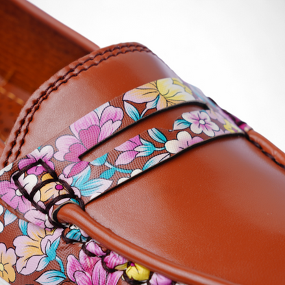 Brown Floral Slip-Ons
