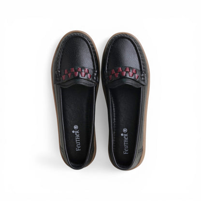 Women's Black Accent Loafer | Caramel Sole