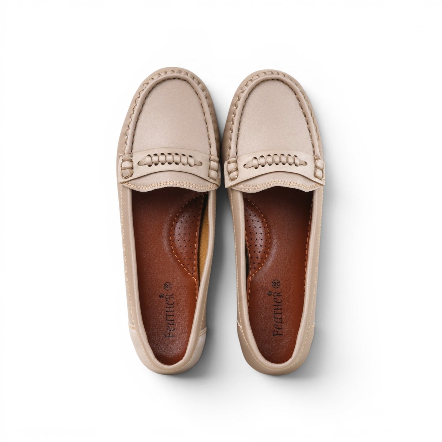 Women's Beige Comfort Loafer | Caramel Sole