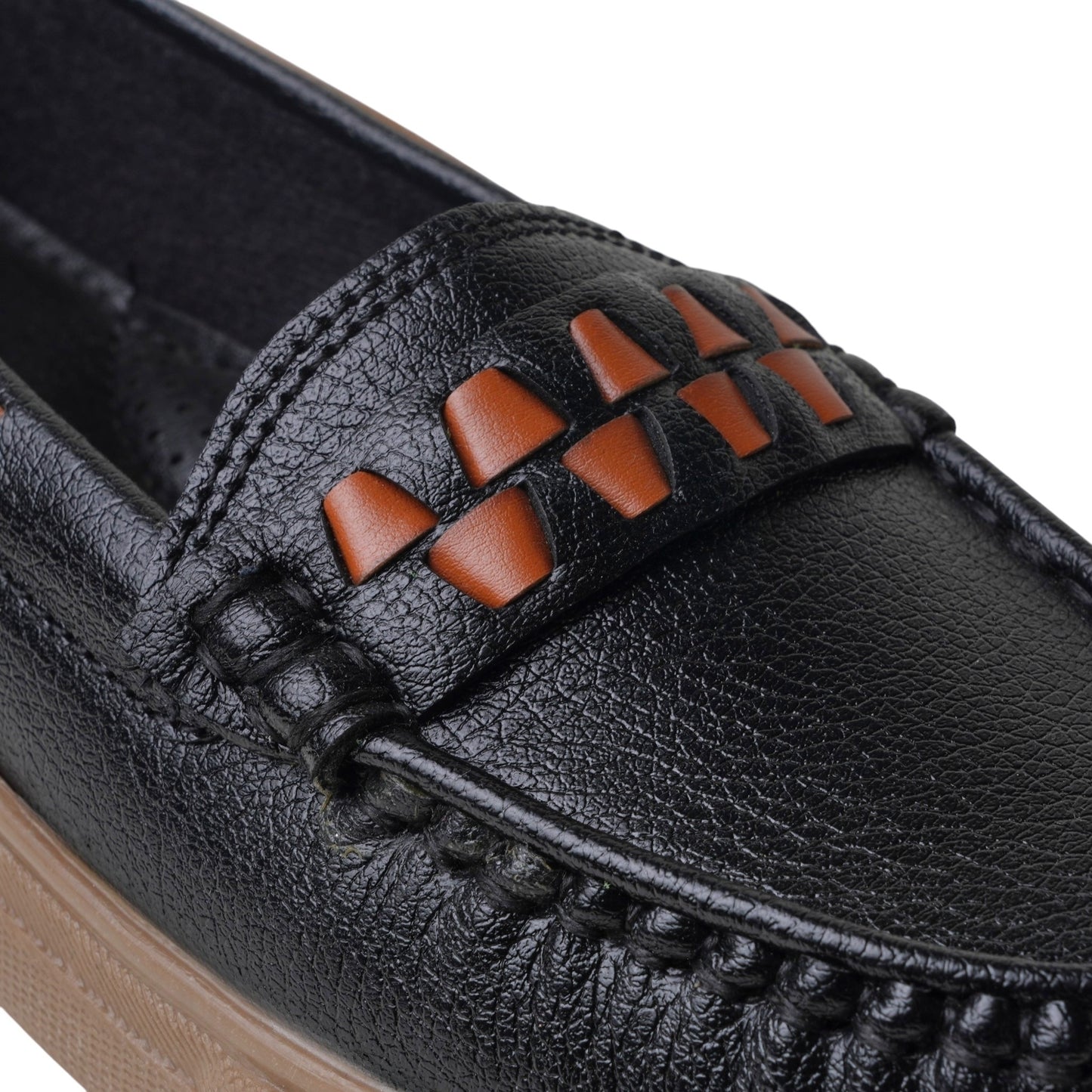 Women's Black Orange Accent Loafer | Caramel Sole