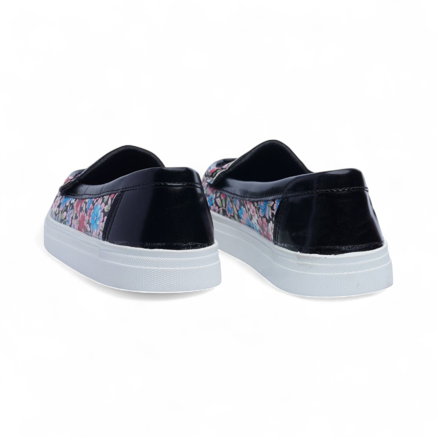 Black Floral Slip-Ons