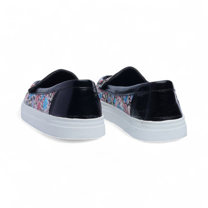 Black Floral Slip-Ons