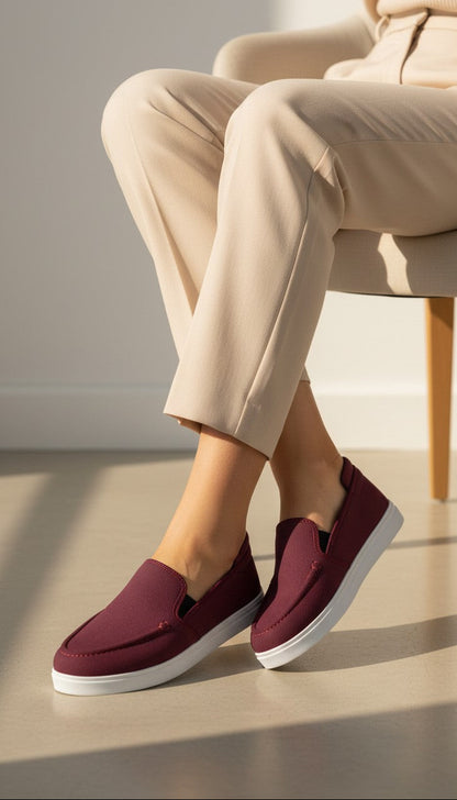 Women's Maroon Soft Suede Loafer