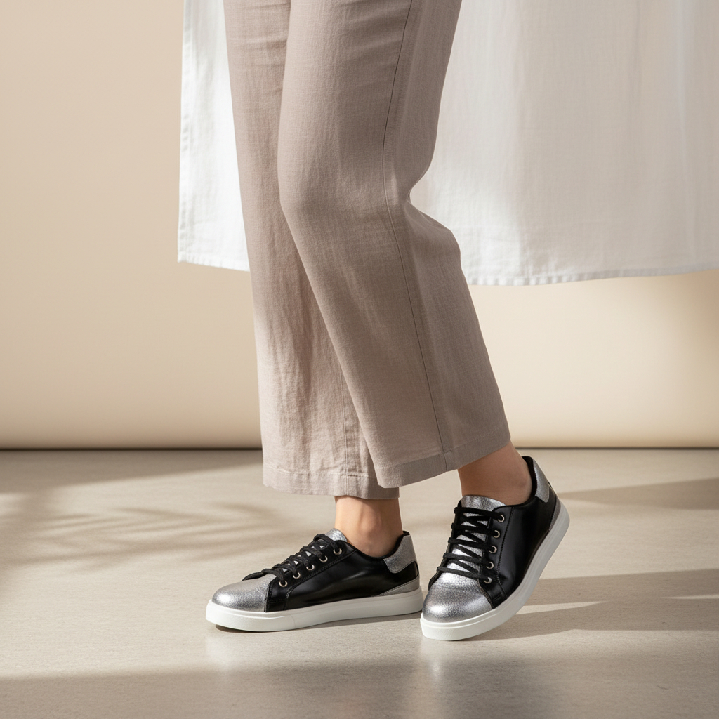 Women's Black Metallic Daily Sneaker