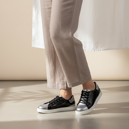 Women's Black Metallic Daily Sneaker