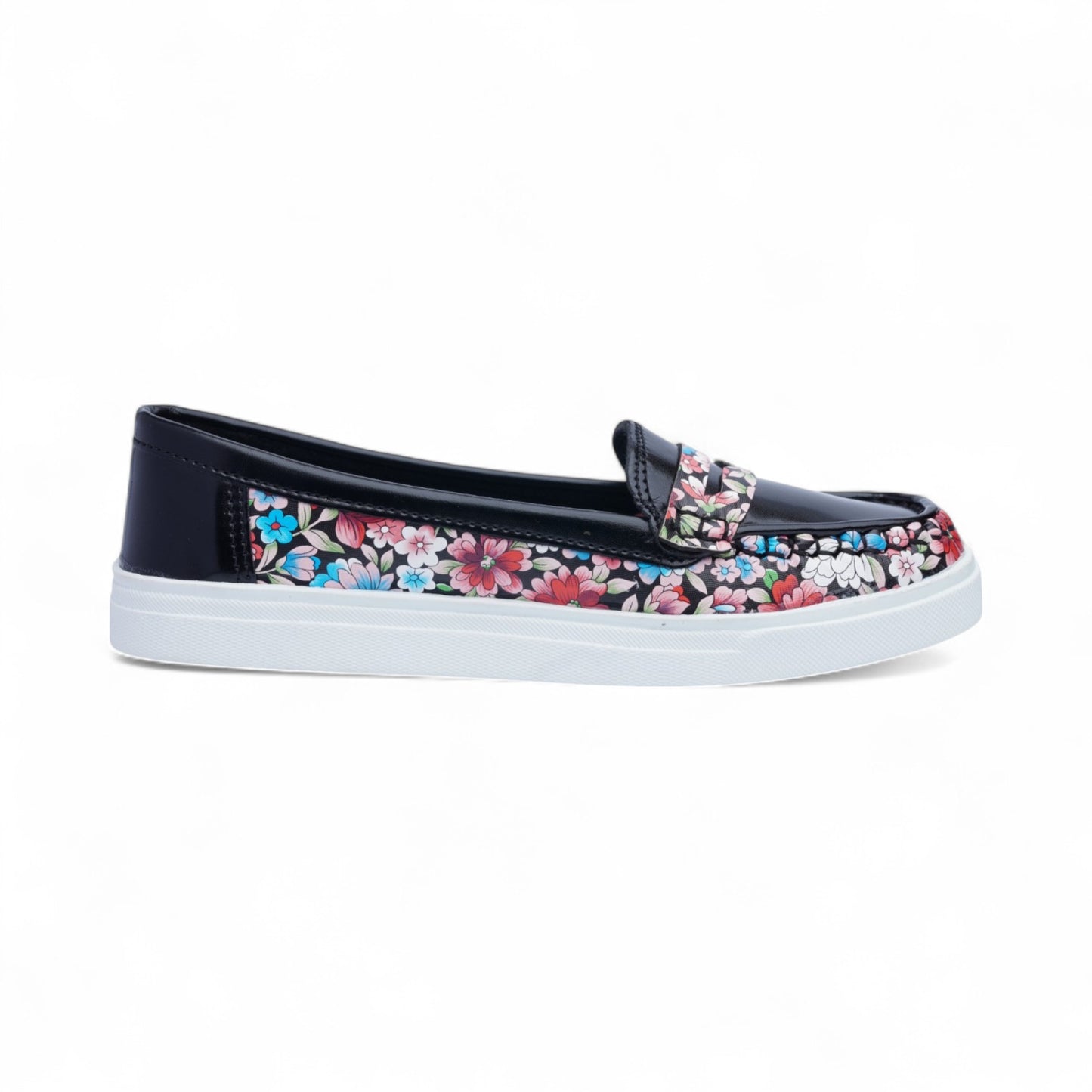 Black Floral Slip-Ons