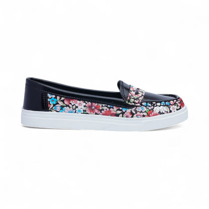Black Floral Slip-Ons